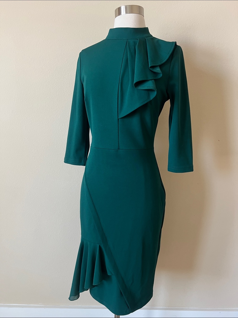 Miusol Teal Green Ruffle Sheath Dress